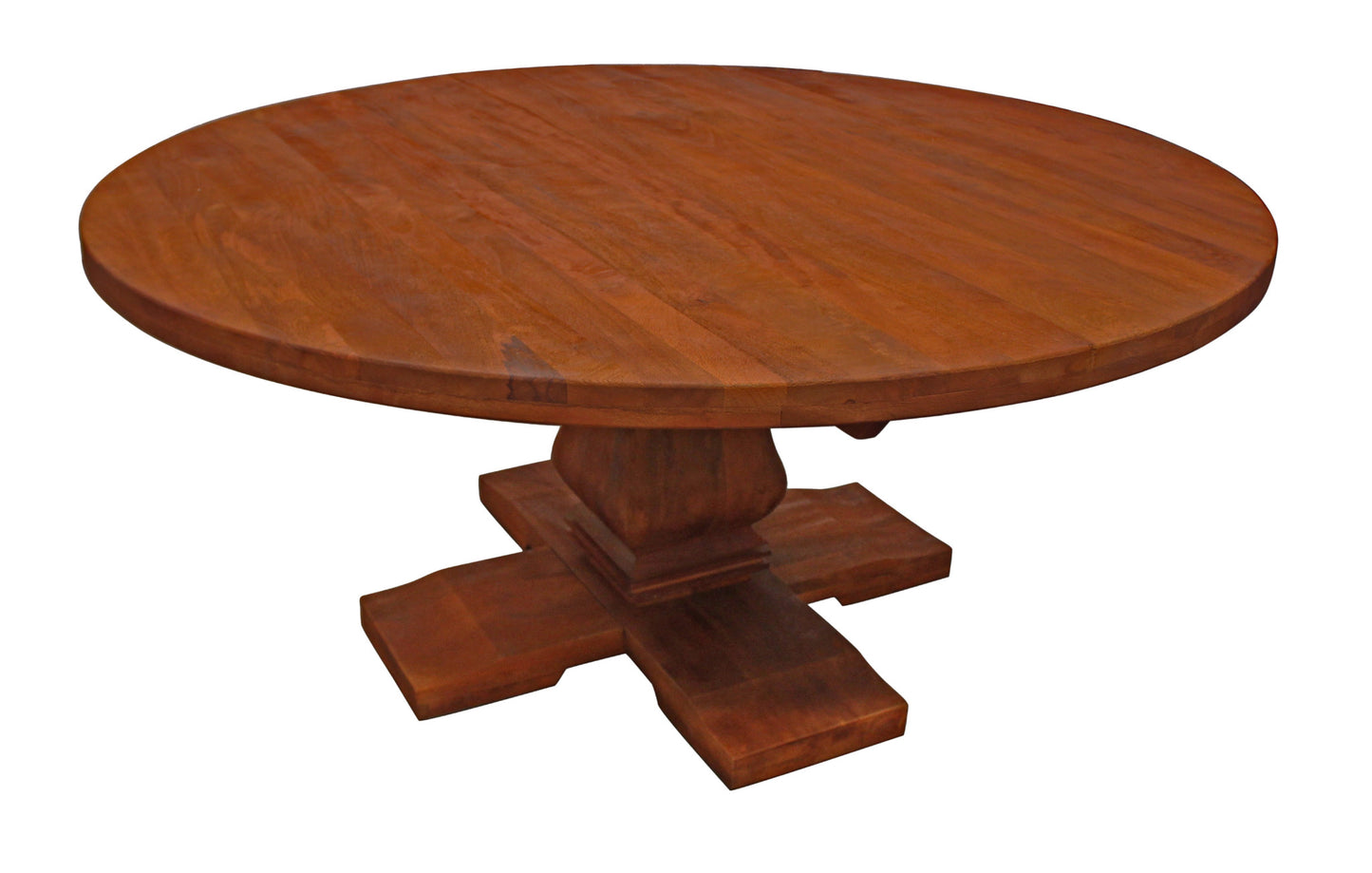 Brown Rounded Solid Wood Dining Table