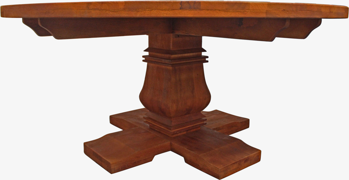 Brown Rounded Solid Wood Dining Table