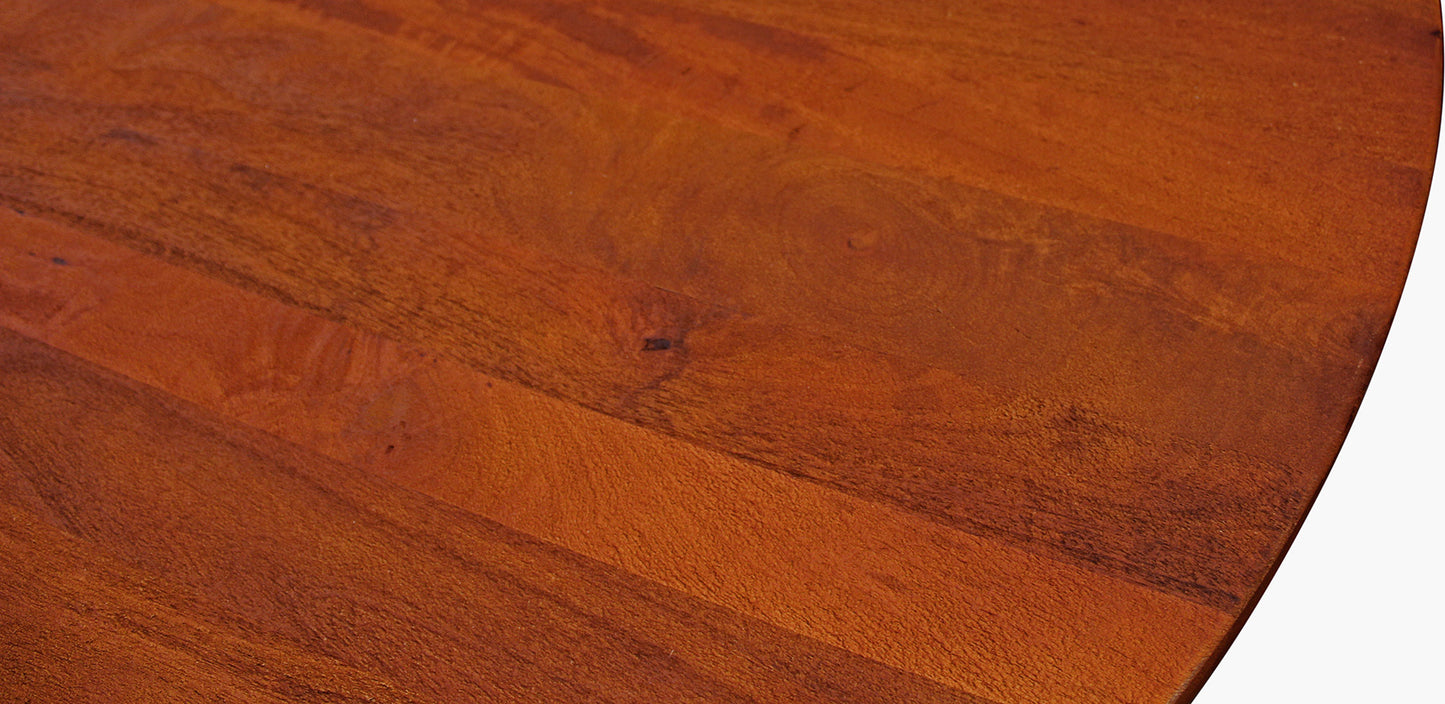 Brown Rounded Solid Wood Dining Table