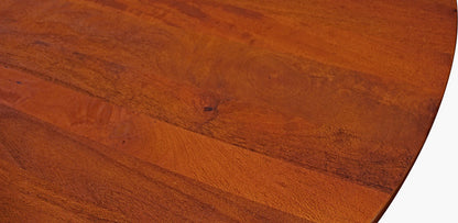 Brown Rounded Solid Wood Dining Table