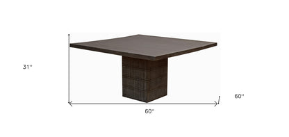 Antique Brown Square Solid Wood Dining Table