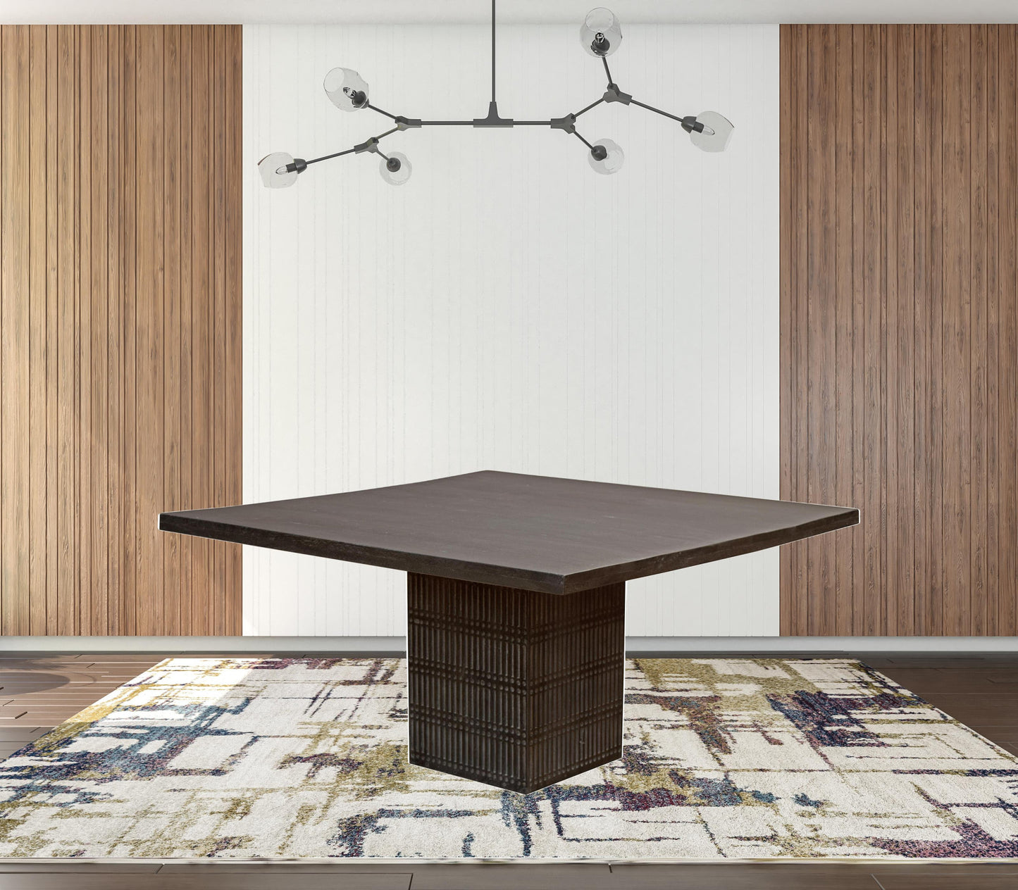 Antique Brown Square Solid Wood Dining Table