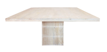 Ivory Square Solid Wood Pedestal Base Dining Table