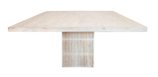 Ivory Square Solid Wood Pedestal Base Dining Table