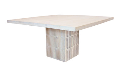Ivory Square Solid Wood Pedestal Base Dining Table