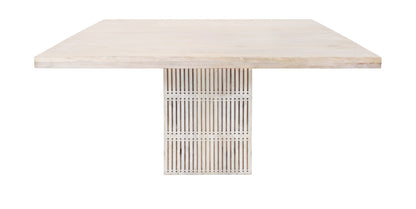 Ivory Square Solid Wood Pedestal Base Dining Table