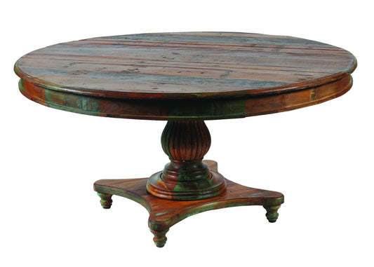 Brown Rounded Solid Wood Dining Table