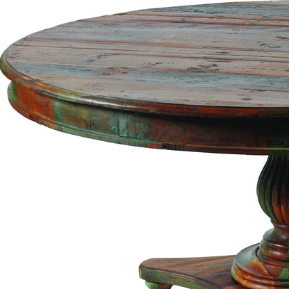 Brown Rounded Solid Wood Dining Table