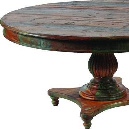 Brown Rounded Solid Wood Dining Table