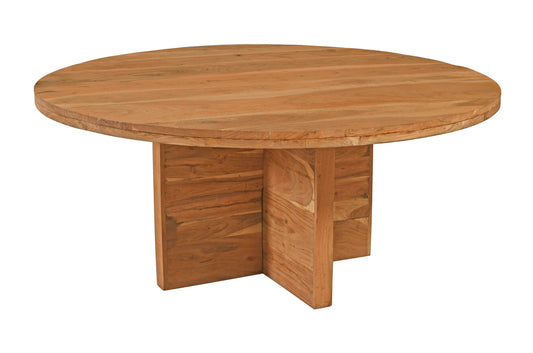 Natural Rounded Solid Wood Dining Table