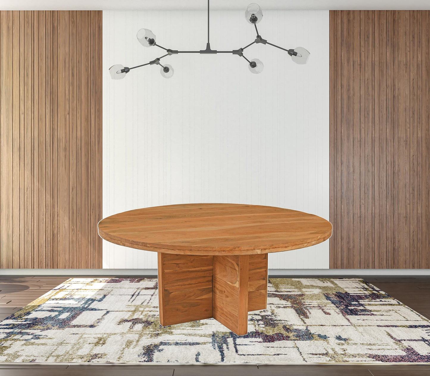 Natural Rounded Solid Wood Dining Table