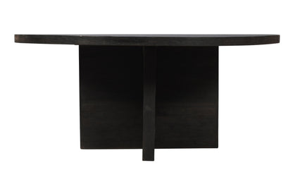Dark Gray Rounded Solid Wood Dining Table