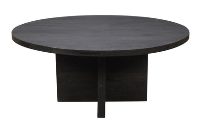 Dark Gray Rounded Solid Wood Dining Table