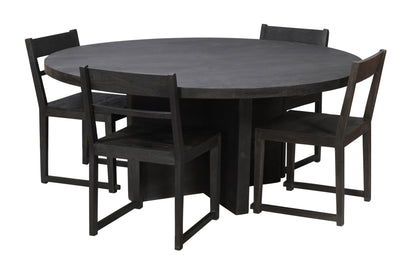 Dark Gray Rounded Solid Wood Dining Table