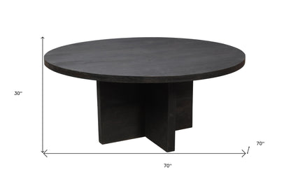 Dark Gray Rounded Solid Wood Dining Table