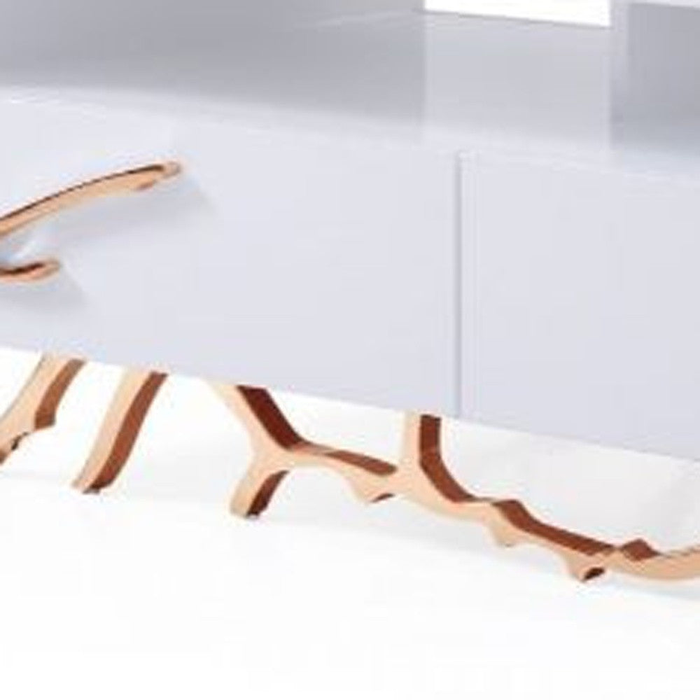 Rosegold & White Coffee Table w/ 2 Drawers & 2 Shelves
