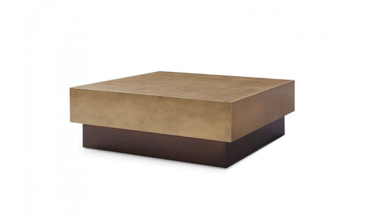 Bronze & Brown Copper & Steel Square Coffee Table