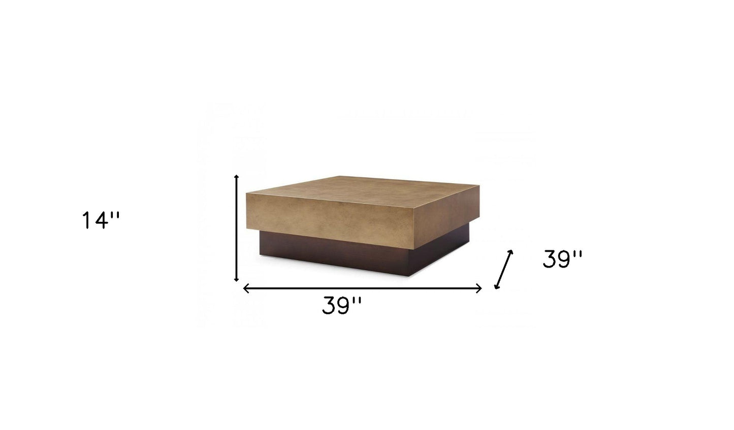 Bronze & Brown Copper & Steel Square Coffee Table