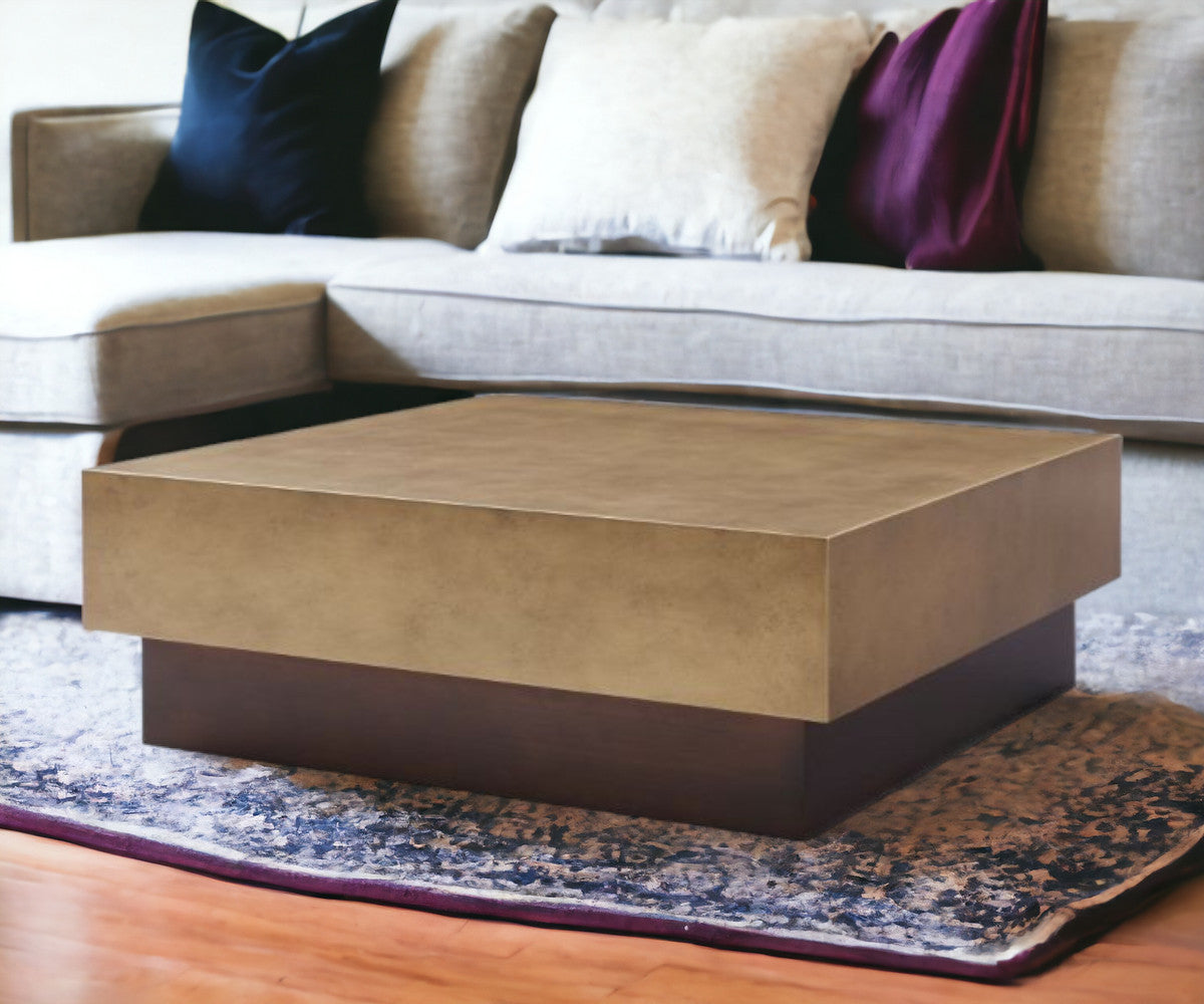 Bronze & Brown Copper & Steel Square Coffee Table