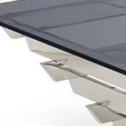 Silver & Smoked Glass Square Coffee Table