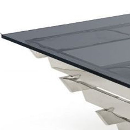 Silver & Smoked Glass Square Coffee Table