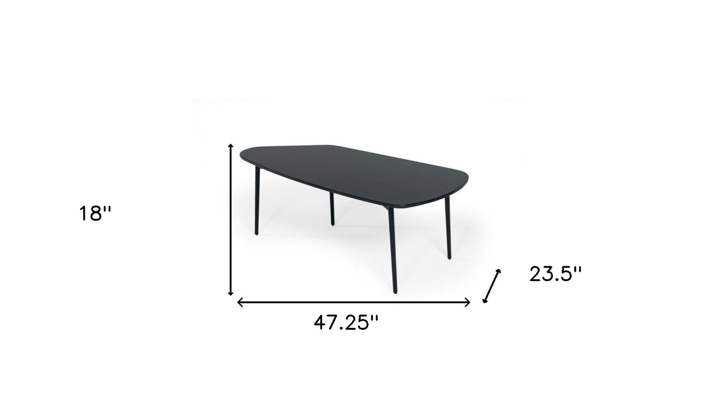 Black & Black Marble Stone Free Form Coffee Table