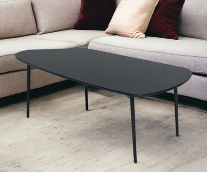 Black & Black Marble Stone Free Form Coffee Table