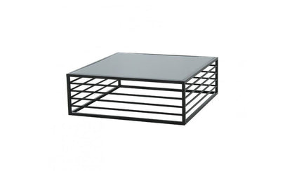 Black & Smoked Glass Square Coffee Table