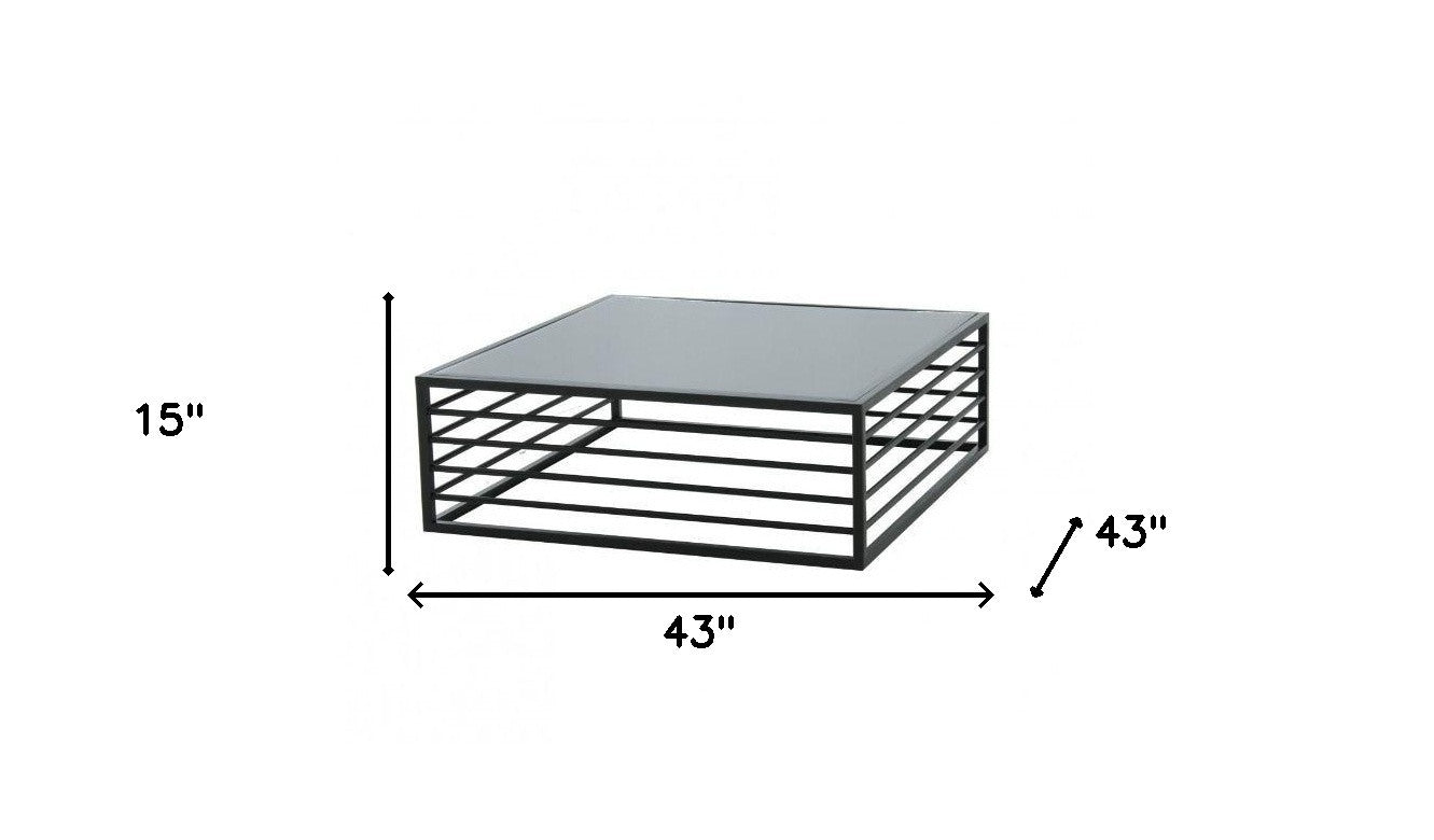 Black & Smoked Glass Square Coffee Table
