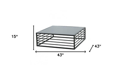 Black & Smoked Glass Square Coffee Table