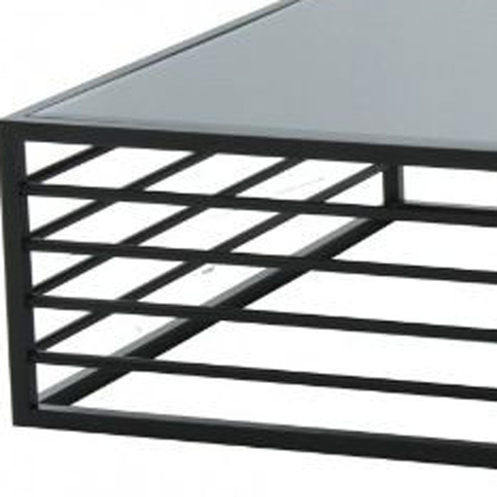 Black & Smoked Glass Square Coffee Table