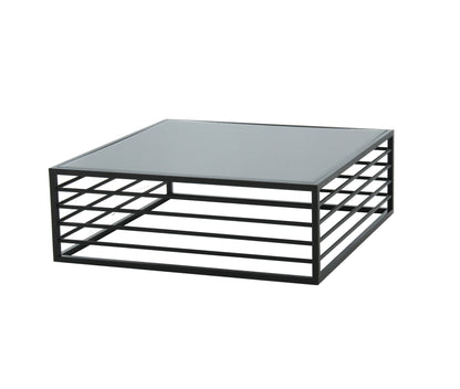 Black & Smoked Glass Square Coffee Table