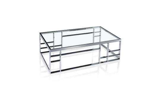 Silver & Clear Glass Coffee Table
