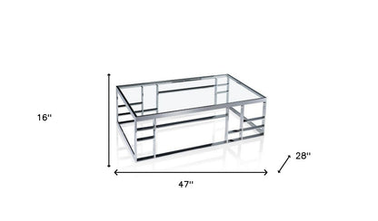 Silver & Clear Glass Coffee Table