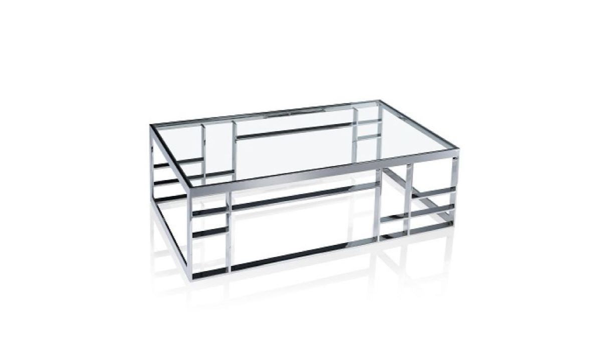 Silver & Clear Glass Coffee Table