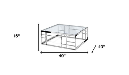 Silver & Clear Glass Square Coffee Table