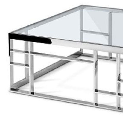 Silver & Clear Glass Square Coffee Table