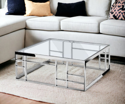 Silver & Clear Glass Square Coffee Table