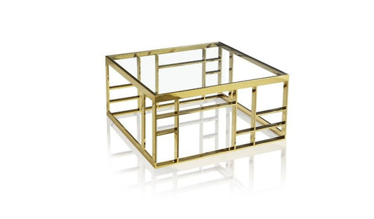 Gold & Clear Glass Square Coffee Table
