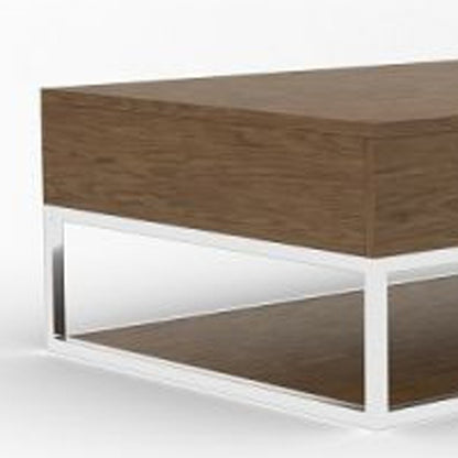 Silver & Walnut Coffee Table w/ 2 Drawers