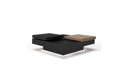 Black & Walnut Square Coffee Table w/ Drawer