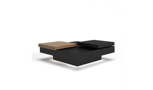 Black & Walnut Square Coffee Table w/ Drawer