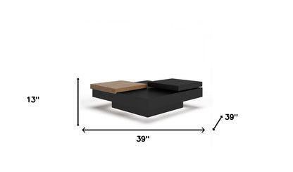 Black & Walnut Square Coffee Table w/ Drawer