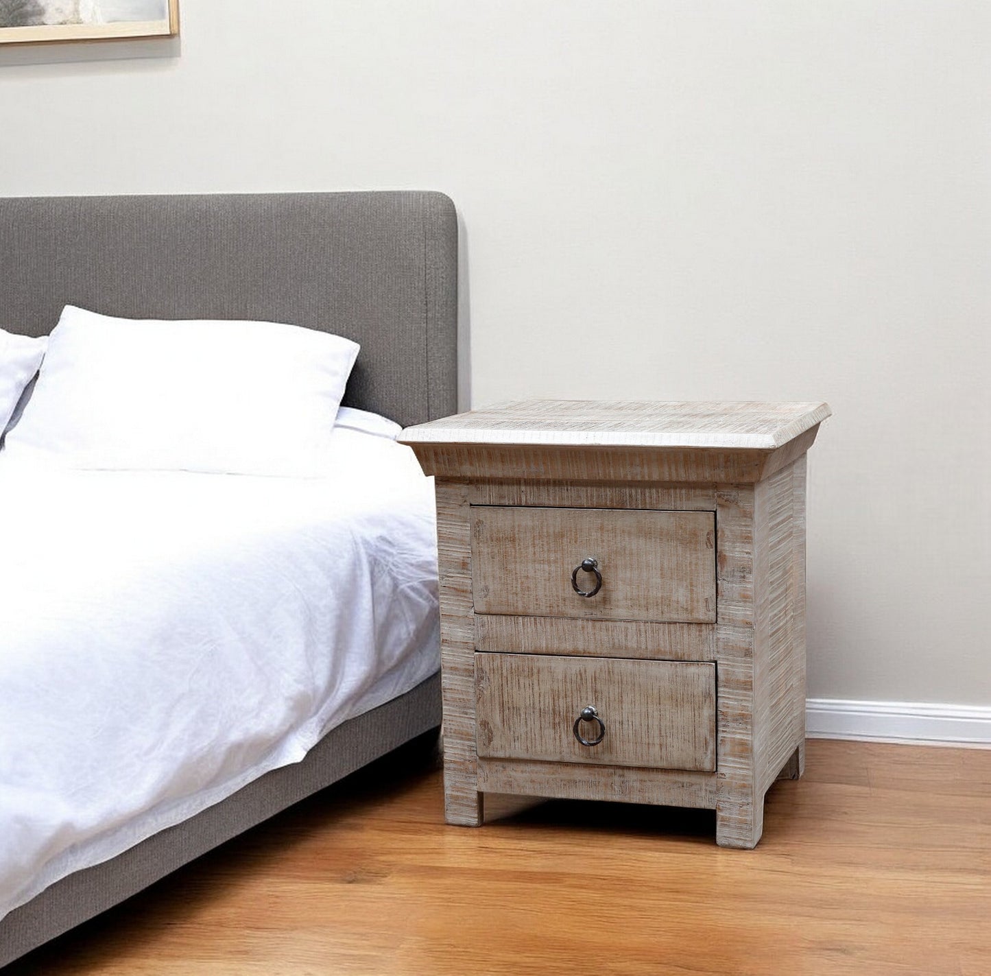 Gray 2 Drawer Nightstand