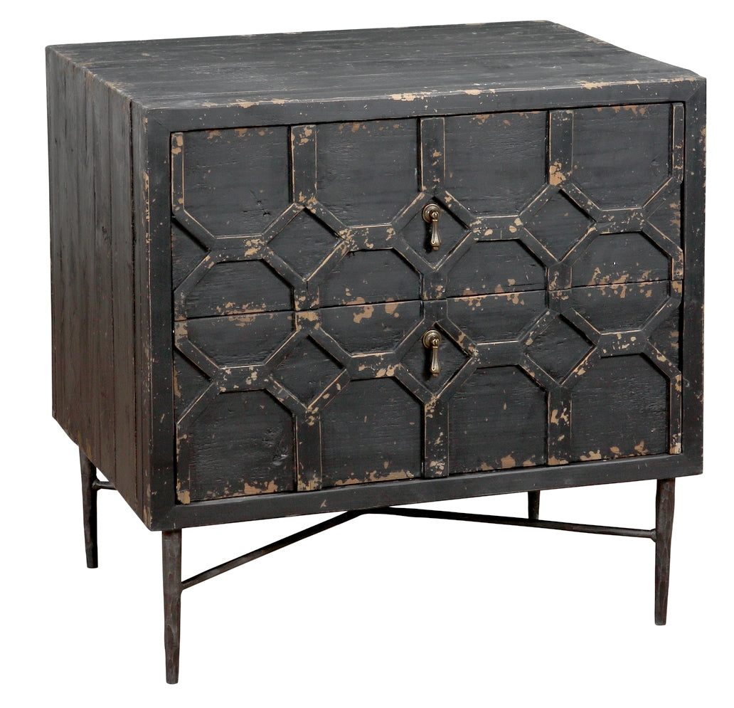 Black 2 Drawer Nightstand