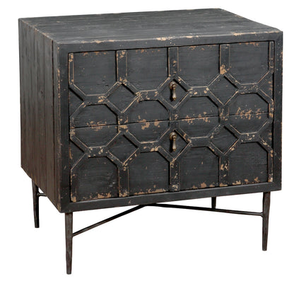 Black 2 Drawer Nightstand