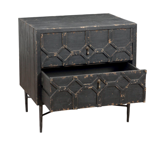 Black 2 Drawer Nightstand