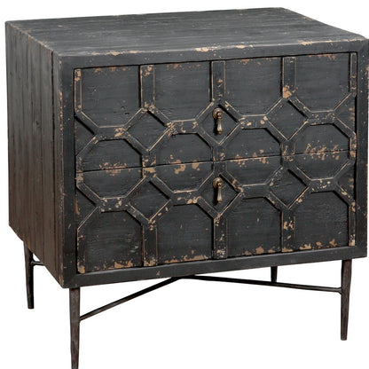Black 2 Drawer Nightstand