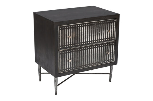 Antique Brown 2 Drawer Nightstand