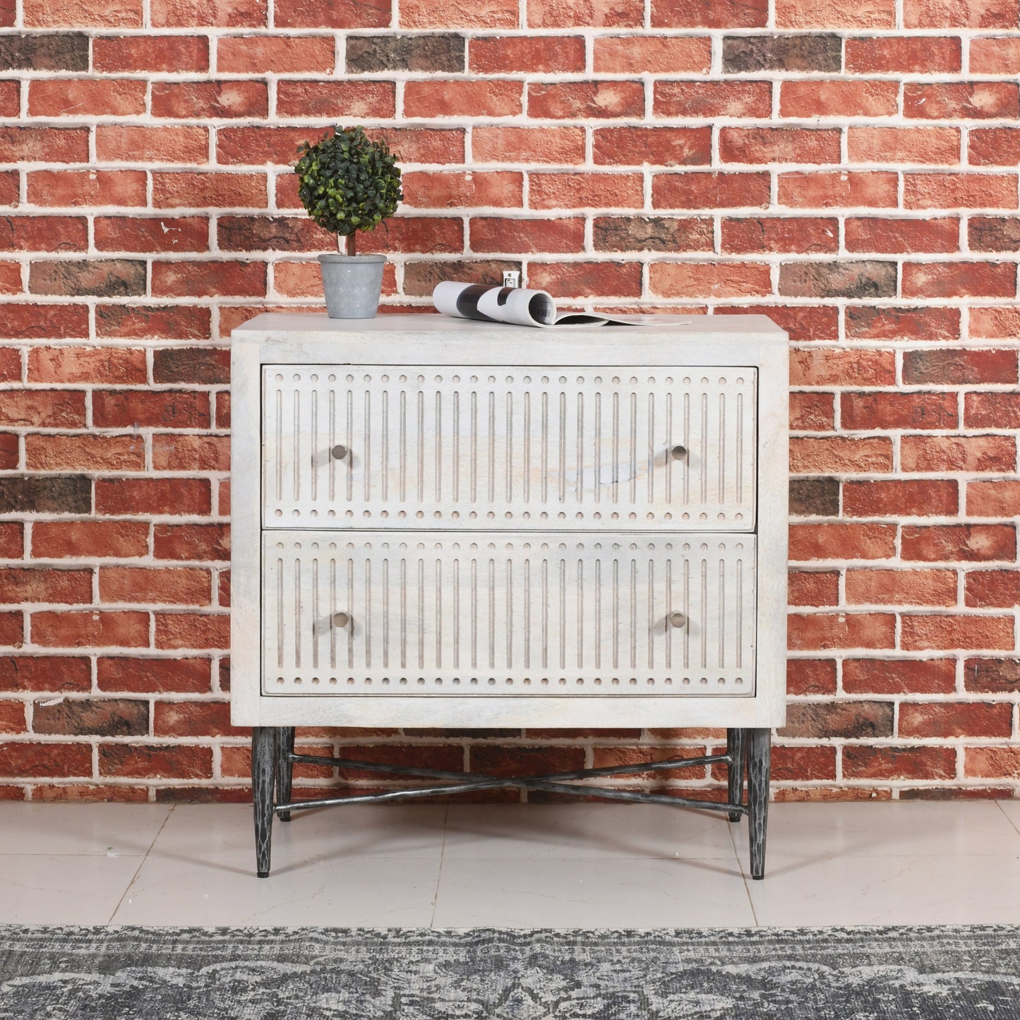 Brushed Ivory 2 Drawer Nightstand